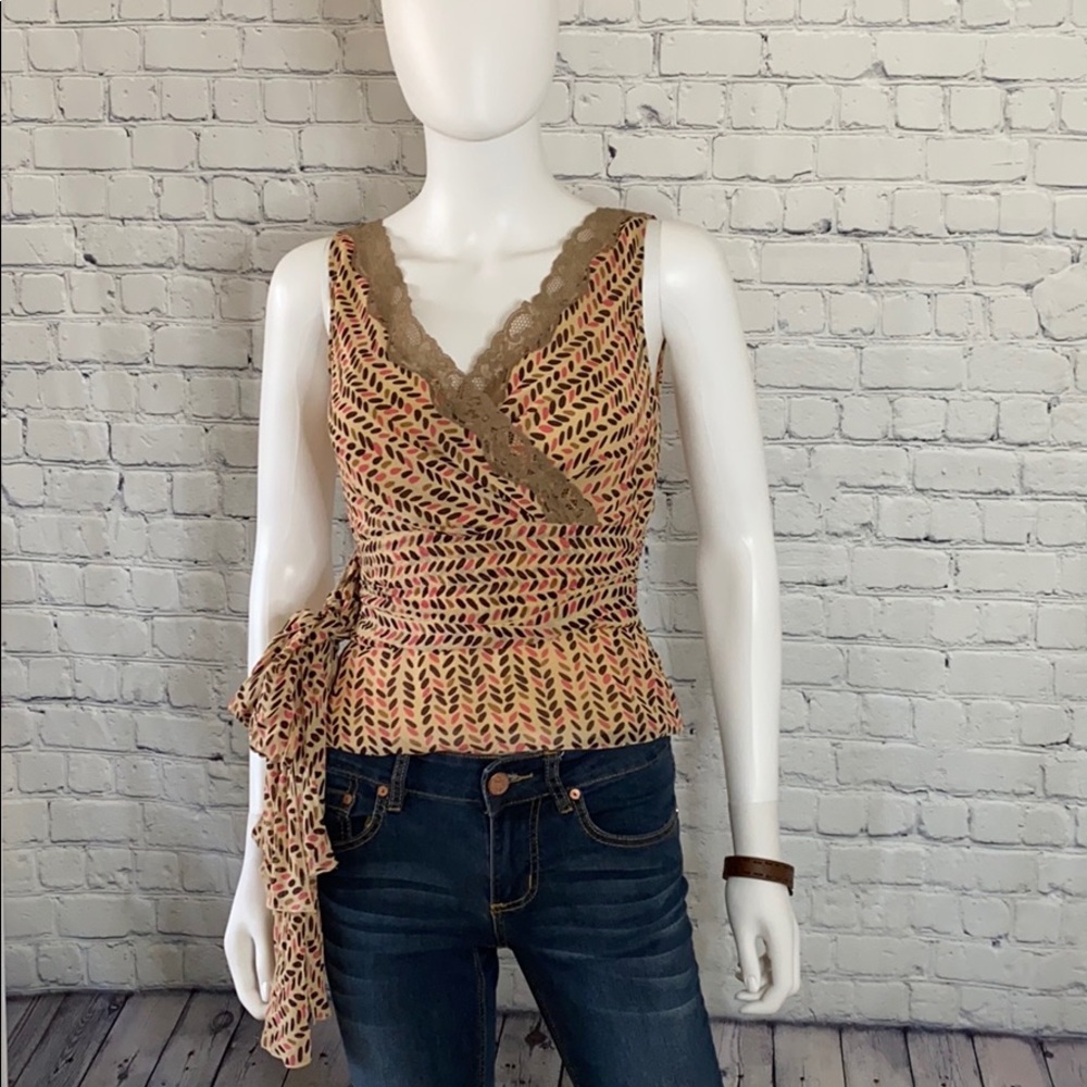 The Limited Lace Trim V Neck Sleeveless Blouse